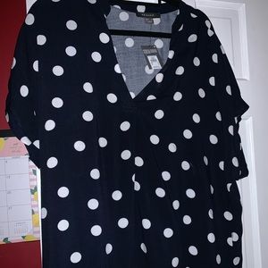 Dark blue, with white dots, short sleeve shirt